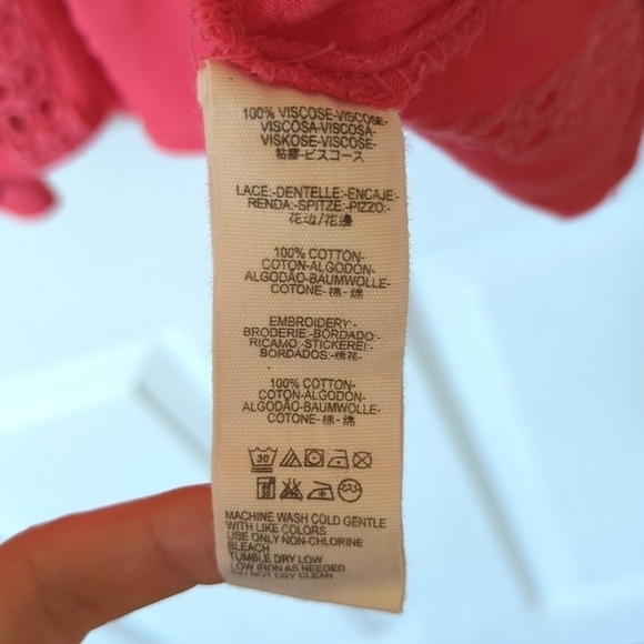 Free People Sweetest Dream Embroidered Long Puff Sleeve Tiered Tunic Top Pink XS - Picture 6 of 16